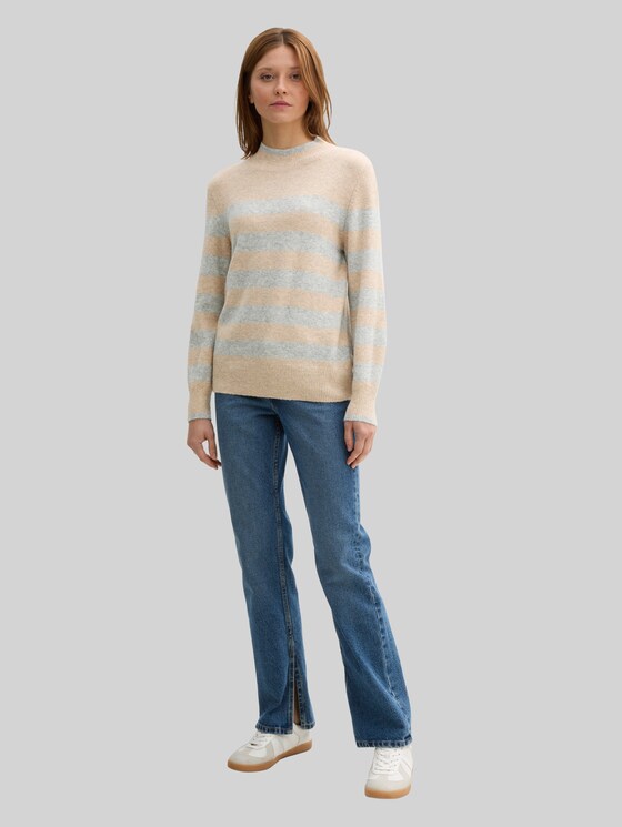 TOM TAILOR Denim Strickpullover – Gestreift, Aus Recyceltem Polyester