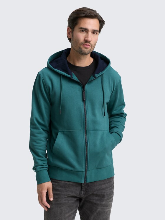 Basic Hoodie Sweatjacke von Men, Jasper Green