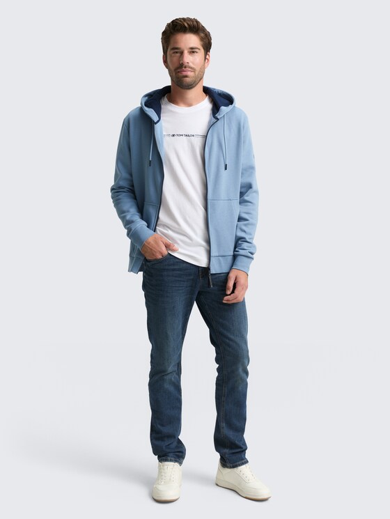 Basic Hoodie Sweatjacke von Men, faded denim blue