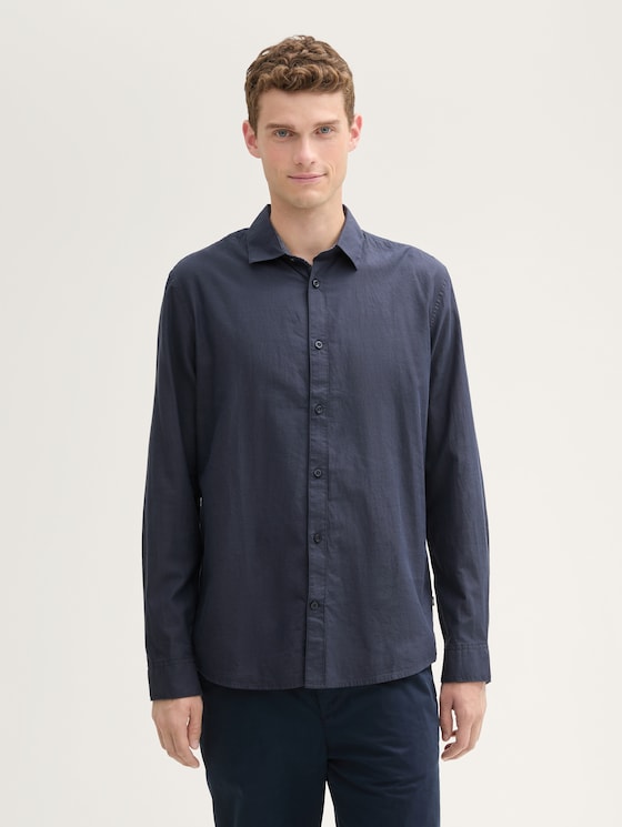 Getailleerd katoenen shirt door Men, blue structure
