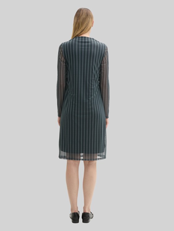 TOM TAILOR Damen Midi-Kleid Mit Mesh-Ärmeln – Nachhaltig, Recyceltes Polyester, Regular Fit