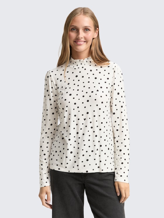 Shirt met lange mouwen met patroon door Denim Female, small offwhite black dot print