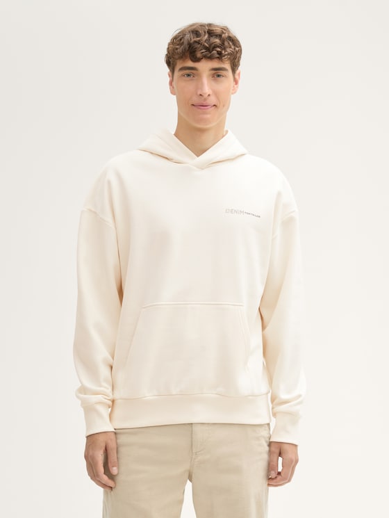 Relaxed Fit Hoodie Sweatshirt mit Rückenprint von Denim Male, Wool White