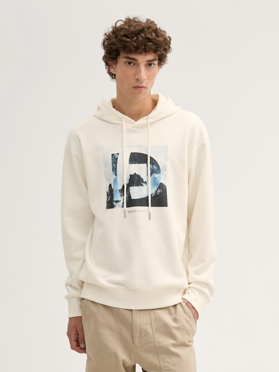 Hoodie Sweatshirt mit Fotoprint von Denim Male, Wool White