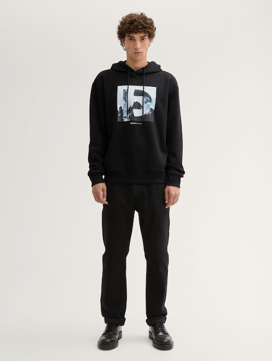 Hoodie with a print by Denim Male, Black