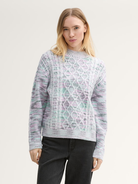 Pullover mit Zopfstrickmuster von Denim Female, space dye cable mix