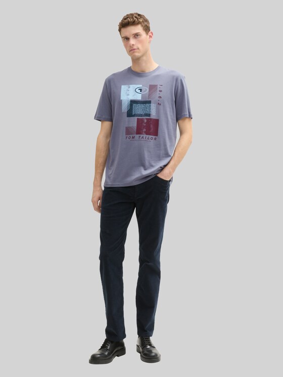 TOM TAILOR Herren Basic T-Shirt – Regular Fit, V-Ausschnitt, Mit Logo-Stickerei