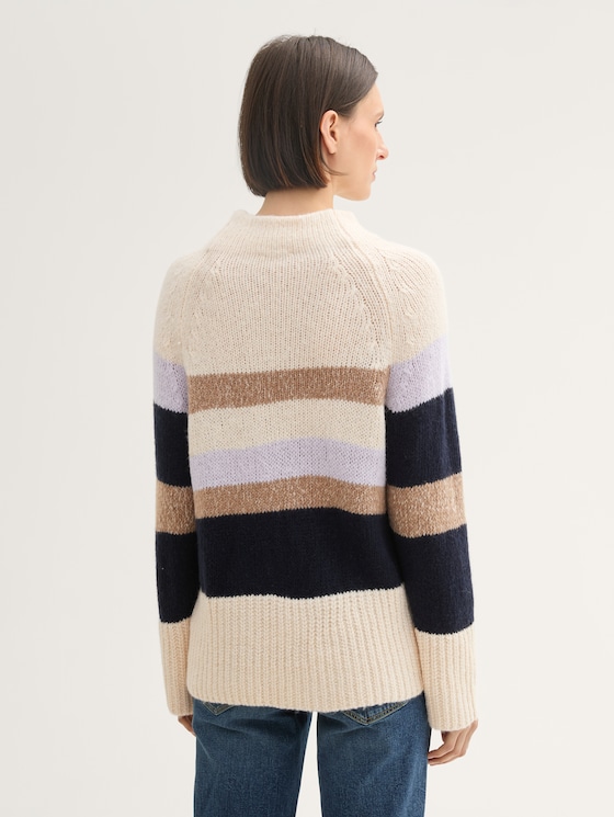 Striped knitted pullover by Women, knit colorblock stripe