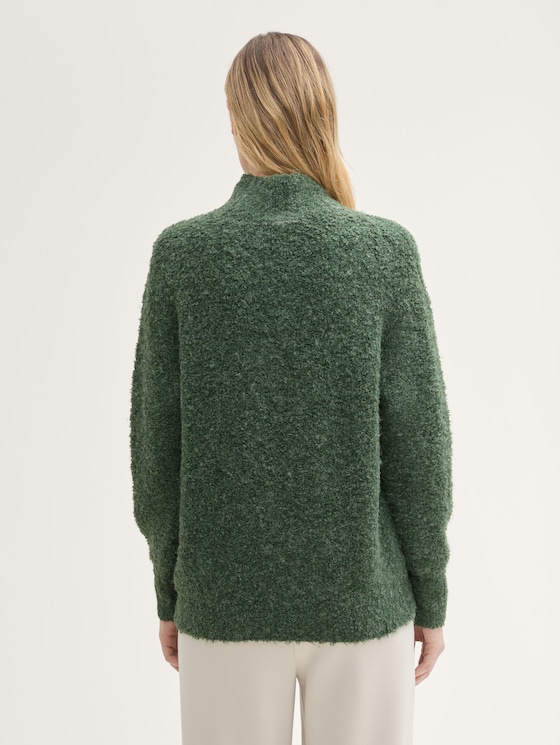 Lockerer Bouclé Pullover von Women, pale bark green melange