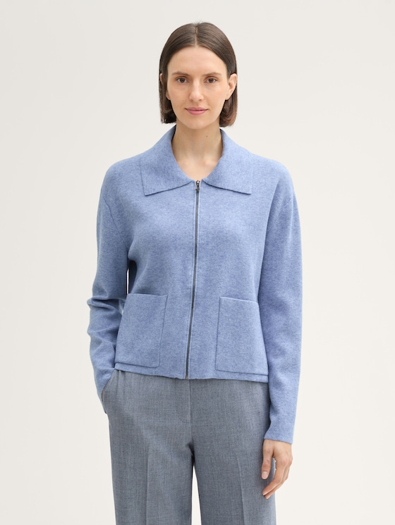 Strickjacke mit Reißverschluss von Women, colony blue melange
