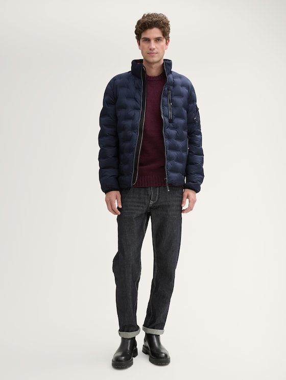 Hybrid lightweight quilted jacket with hood in stand-up collar by Men, sky captain blue