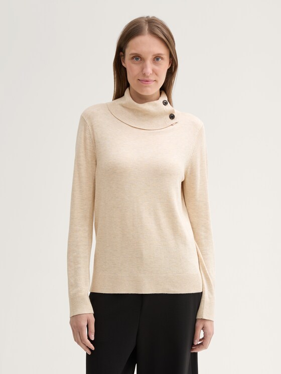 Strickpullover mit Rollkragen von Women, cargo beige melange