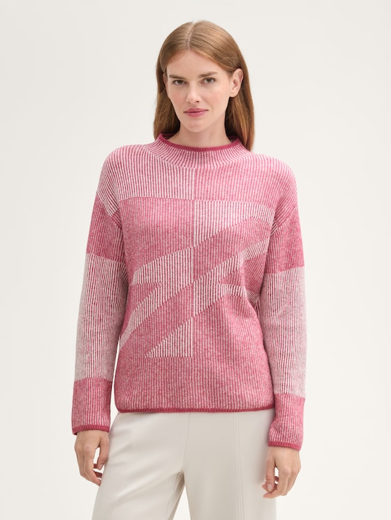 Loose Fit Ripp Strickpullover mit Muster von Women, pink plaited structure knit