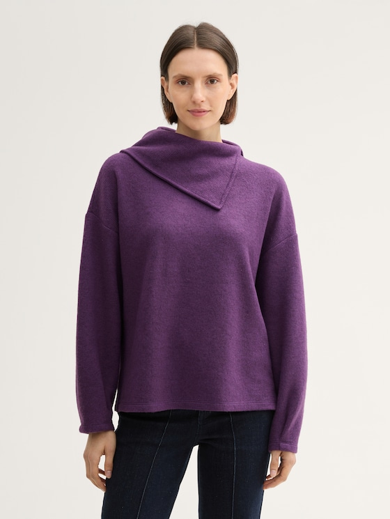 Sweater met asymmetrische kraag door Women, cosmic violet melange