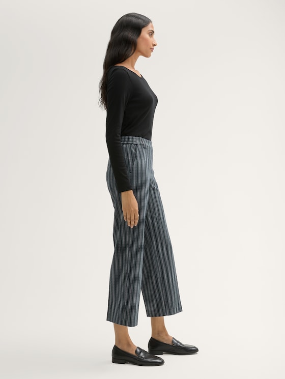Cropped straight-fit trousers by Women, contemporary navy check
