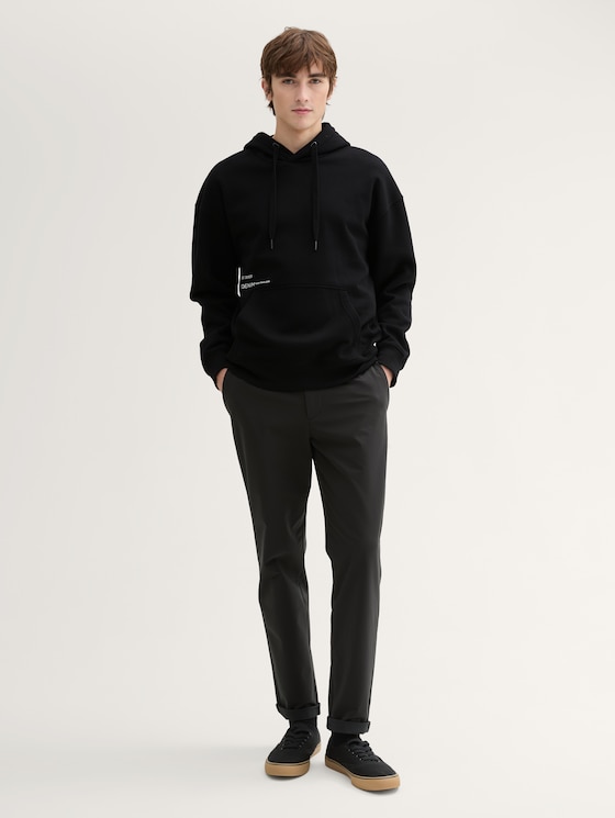 Relaxed hoodie with back print by Denim Male, Black