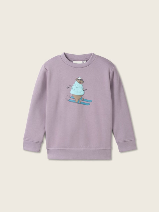 Sweater met pofprint door Mini Boys, smoked purple