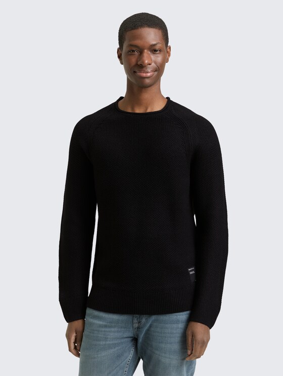 Regular Fit Strickpullover von Denim Male, Black