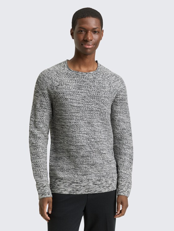 Regular Fit Strickpullover von Denim Male, white black structure mix