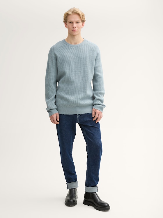 Knit sweater with wool content by Denim Male, light grey mint