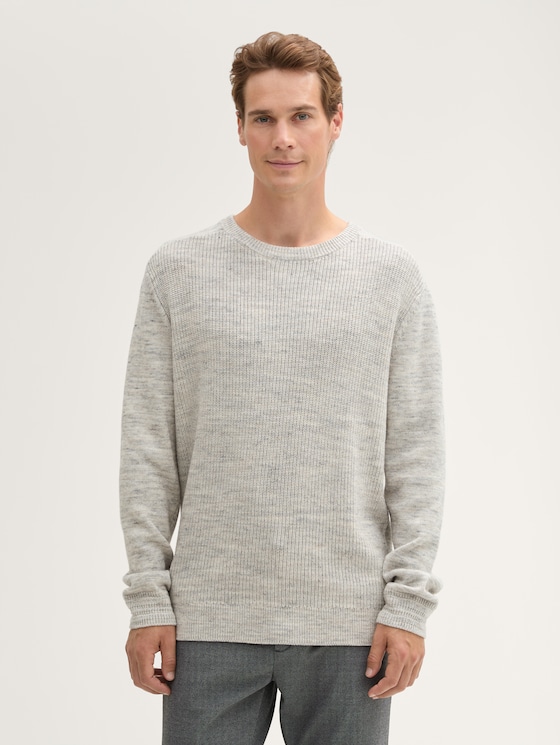 Strickpullover mit Wollanteil von Men, offwhite spacedye