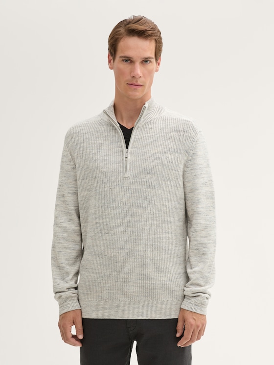 Troyer trui met wolinhoud door Men, offwhite spacedye