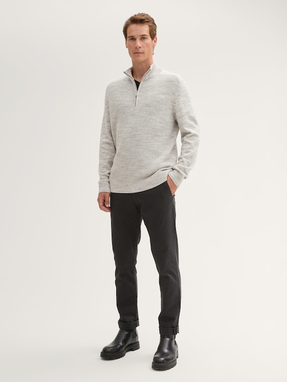 Troyer jumper with wool content by Men, offwhite spacedye