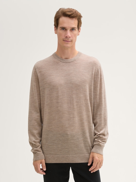 Strickpullover aus Merinowolle von Men, parasol brown melange