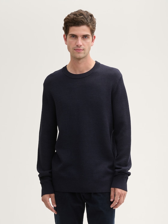 Comfort Wool - Pullover mit Struktur von Men, Knitted Navy Melange