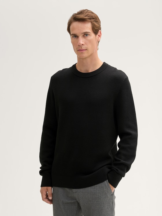 Comfort Wool - Pullover mit Struktur von Men, Black