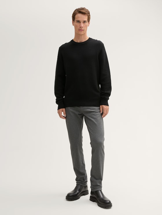 Comfort Wool - Pullover with structure by Men, Black