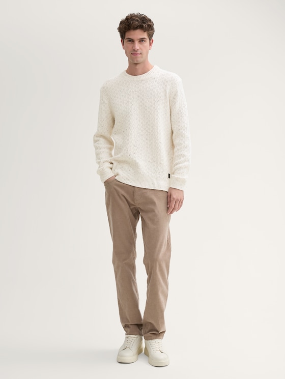Knitted jumper with structure by Men, offwhite multicolor neps