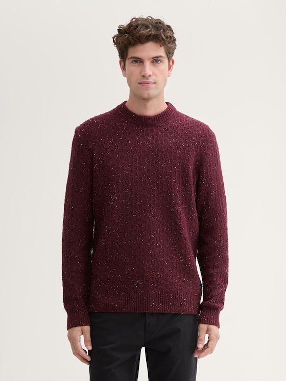 Regular Fit Strickpullover in Melange-Optik von Men, gipsy purple multicolor neps