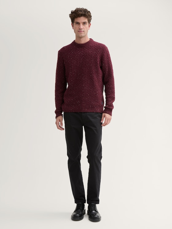 Knitted jumper with structure by Men, gipsy purple multicolor neps
