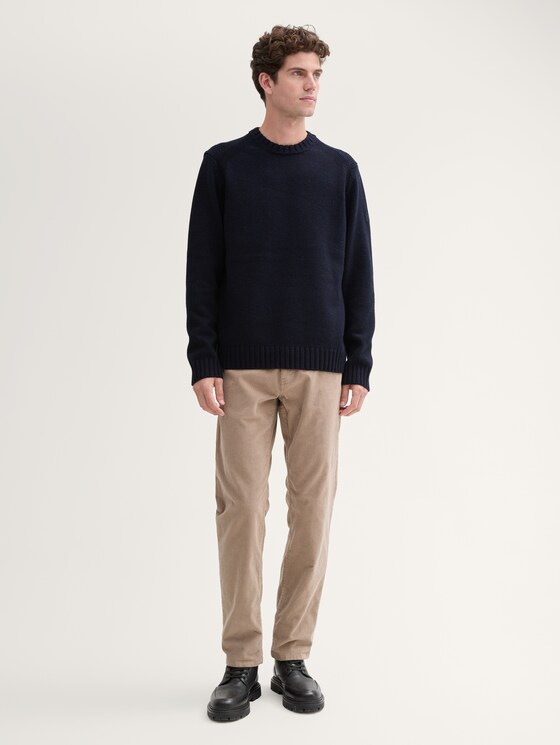 Cosy Strickpullover mit Logo-Badge von Men, Knitted Navy Melange