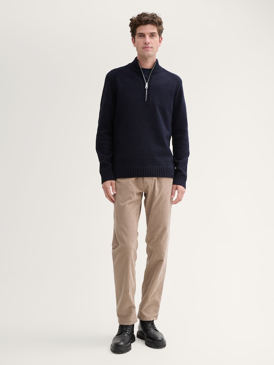 Cosy Troyer Strickpullover mit Reißverschluss von Men, Knitted Navy Melange