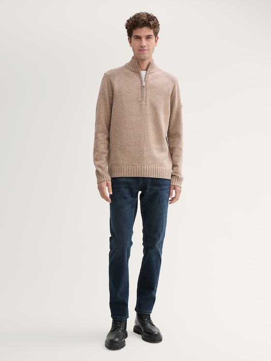 Cosy Troyer Strickpullover mit Reißverschluss von Men, parasol brown melange