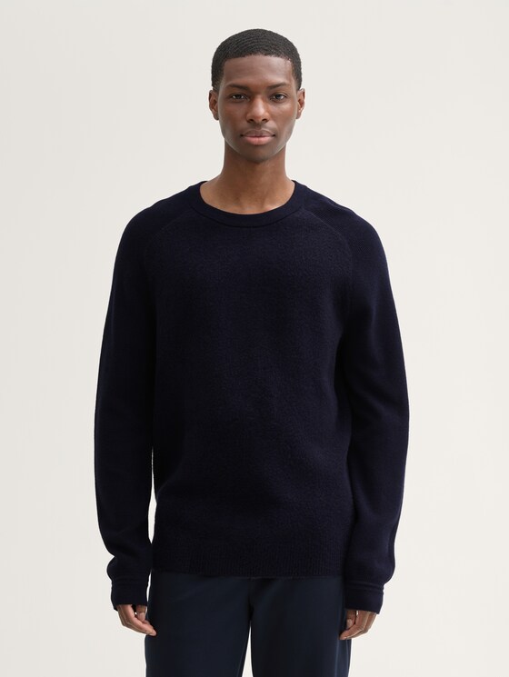 Soft-Touch Strickpullover im Regular Fit von Men, Knitted Navy Melange