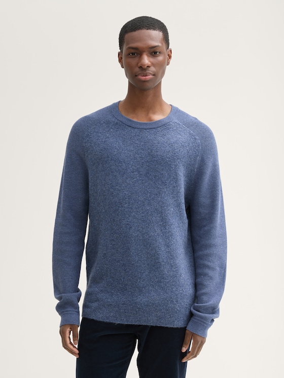 Soft-Touch Strickpullover im Regular Fit von Men, vintage indigo blue melange