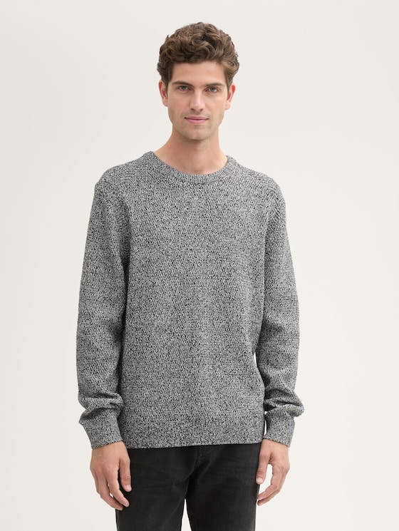 Strickpullover mit Struktur von Men, black white structure twotone