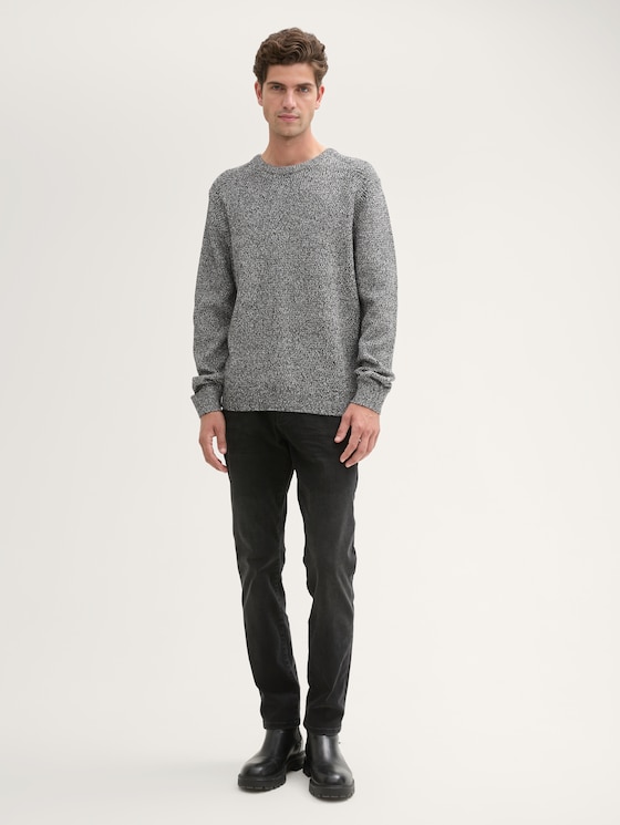 Knitted jumper with texture by Men, black white structure twotone