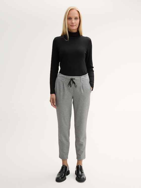 Cropped loose-fit trousers by Women, white black mini pepita