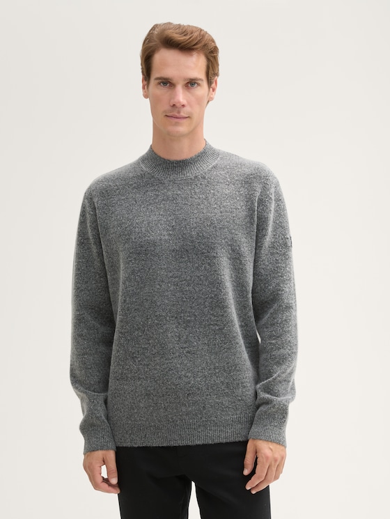 Strickpullover mit Stehkragen von Men, light stone grey black core