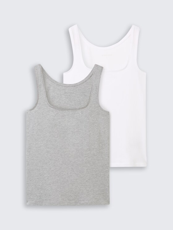 Basic Top im 2er-Pack von Women, medium silver grey melange