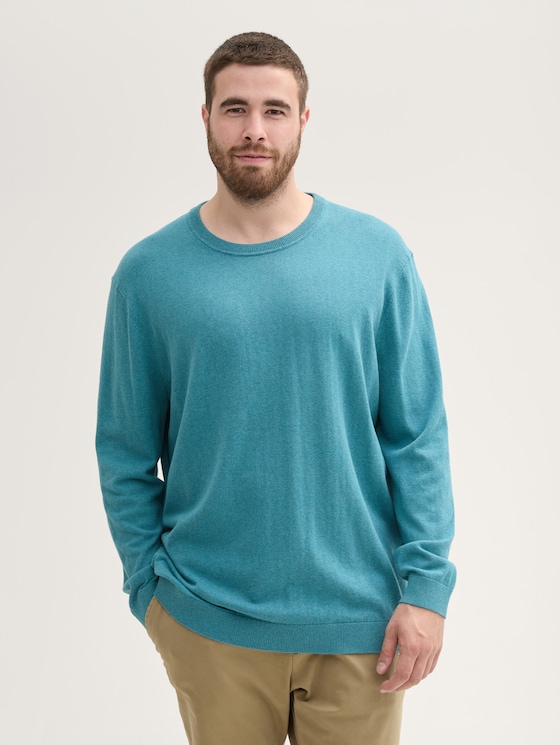 Plus Size - Strickpullover mit recyceltem Kaschmir von Men Plus Size, bright teal melange
