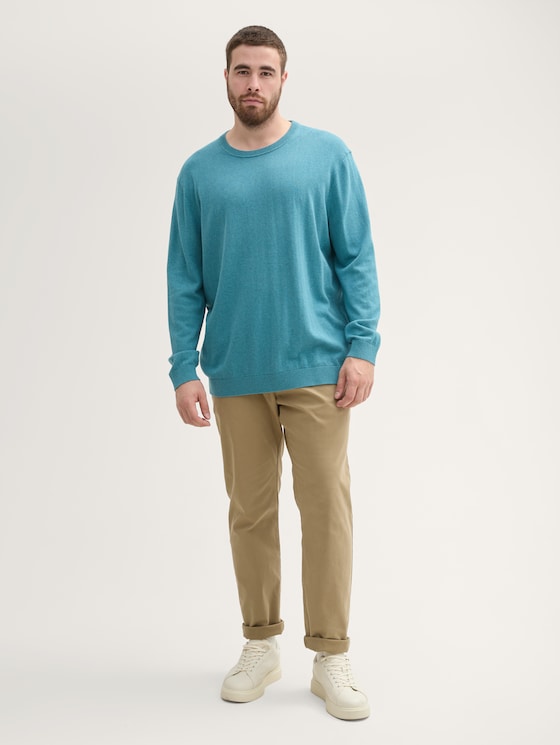Plus Size - Strickpullover mit recyceltem Kaschmir von Men Plus Size, bright teal melange