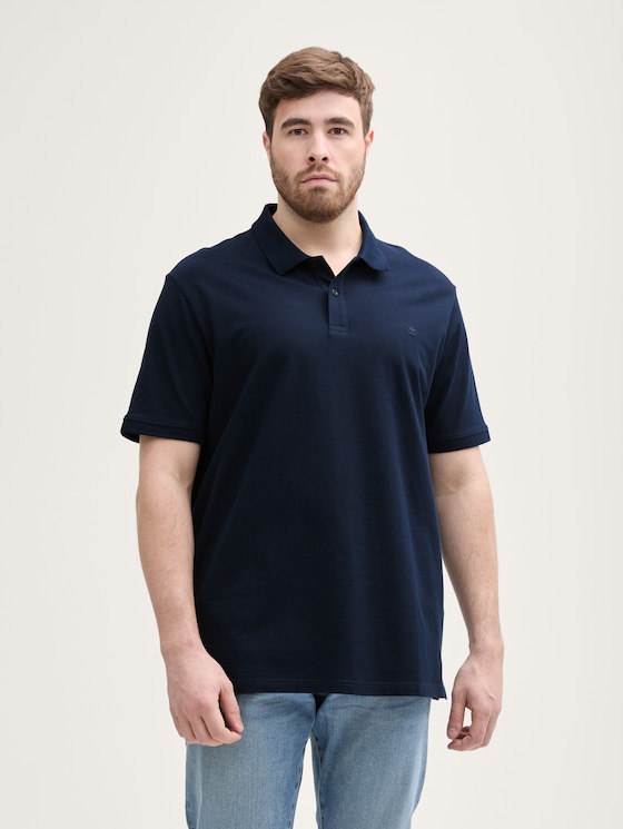 Plus Size - Piqué Poloshirt mit Logo-Stickerei von Men Plus Size, sky captain blue