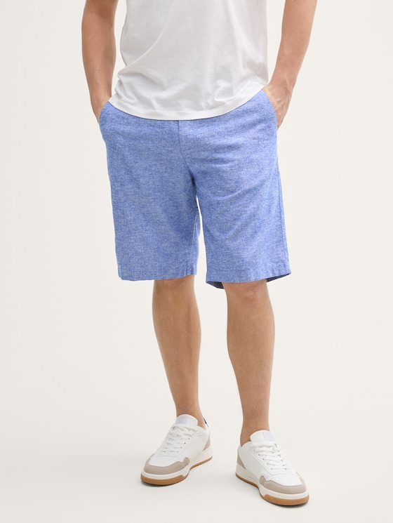 Relaxed Shorts mit Leinenanteil von Denim Male, royal blue chambray