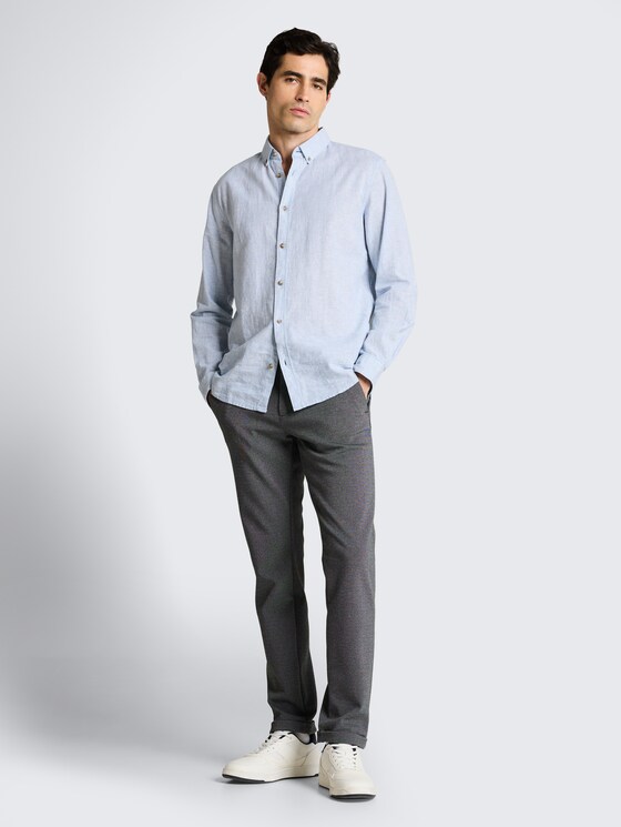 TTTRAVIS SLIM chino trousers made from piqué jersey by Men, black white birds eye