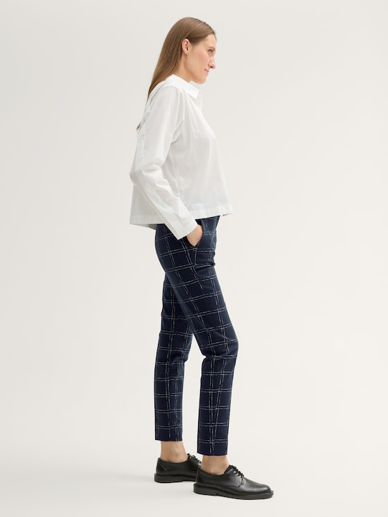 TTMIA Slim broek door Women, delicate navy check design